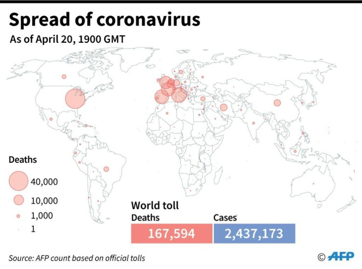 World Map Showing coronavirus infections