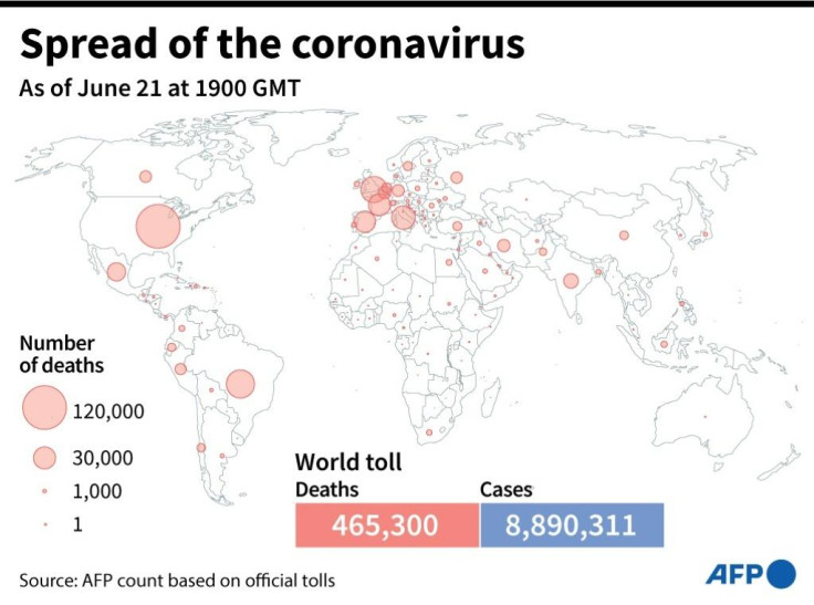 Map showing coronavirus deaths