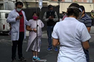 People gather outside a hospital in Mexico 