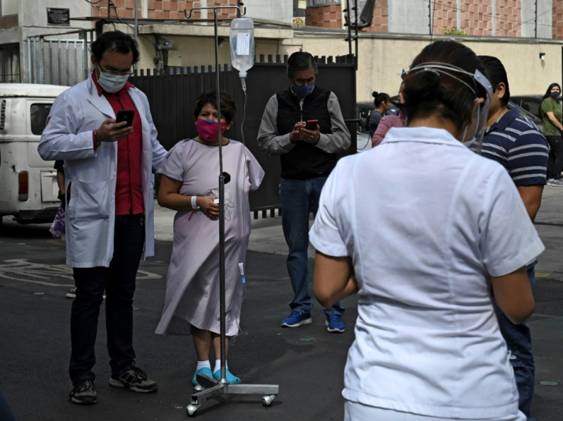 People gather outside a hospital in Mexico 