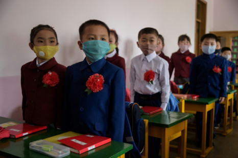 North Korea's children wearing face masks