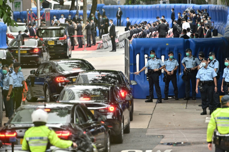 Security barriers ahead of the inaugural ceremony