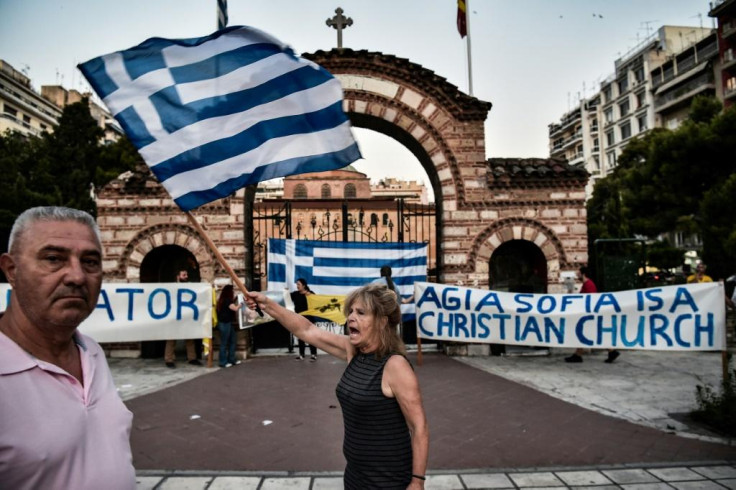 Greeks protest the conversion of Hagia Sophia
