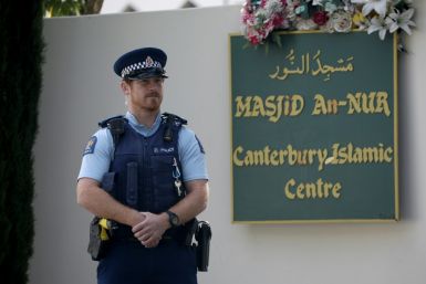 A police officer outside Al Noor mosque