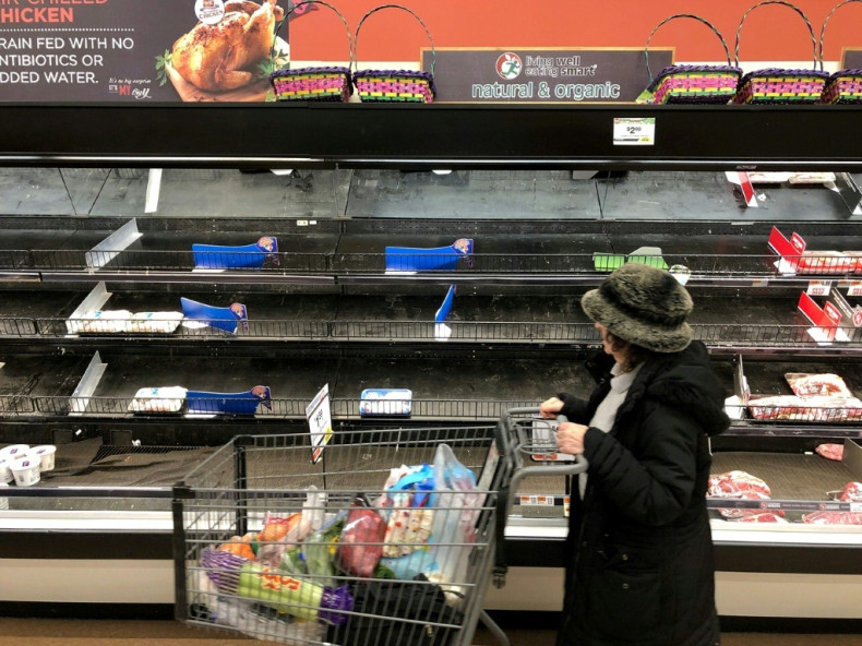 Empty shelves at supermarket
