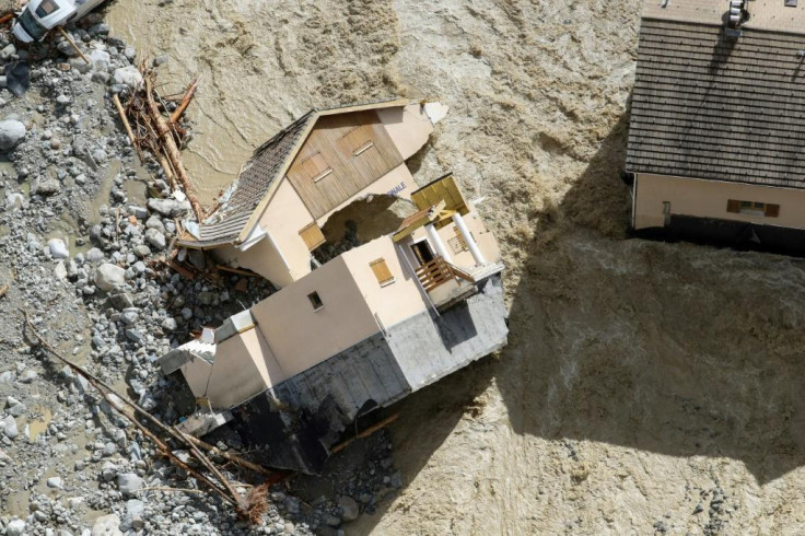 A police station destroyed by the flooding 