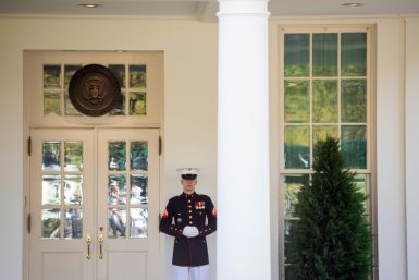 US Marine stands guard outside Oval Office