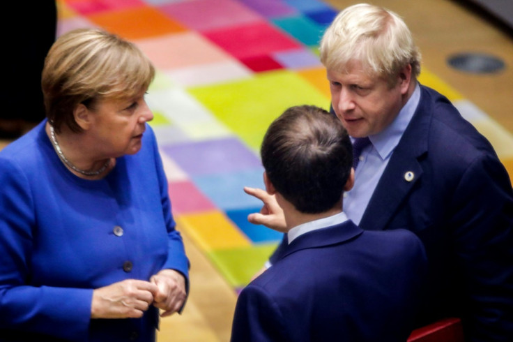 Boris Johnson, Emmanuel Macron and Angela Merkel