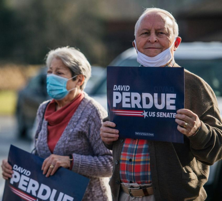 Supporters of Republican Georgia Senator David Perdue