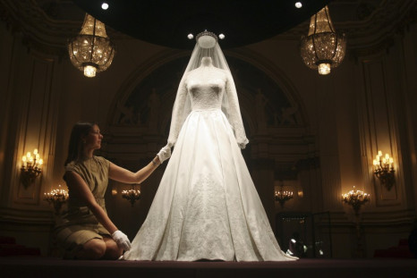 The wedding dress of Britain's Catherine, Duchess of Cambridge