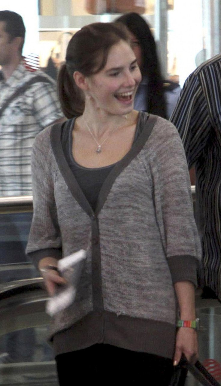 U.S. student Amanda Knox smiles at the Leonardo Da Vinci airport in Fiumicino