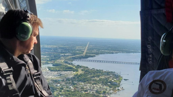 Florida Governor Ron DeSantis conducting a helicopter 