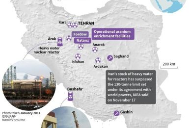 Map of Iran's nuclear facilities