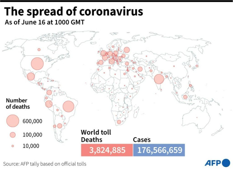 Coronavirus cases as of June 16 2021