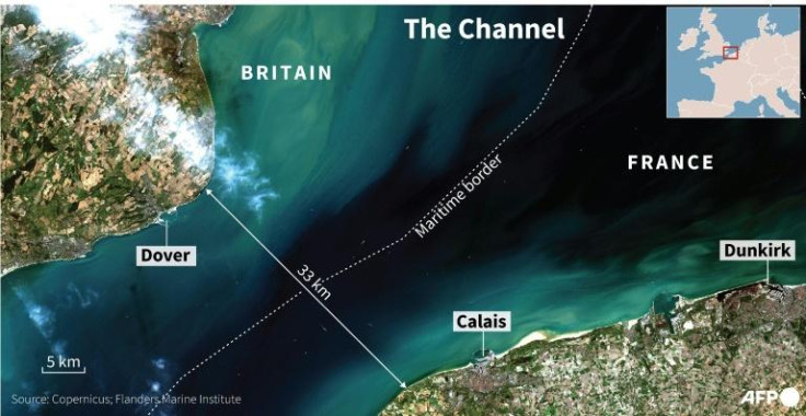 Satellite image and map of the Channel 