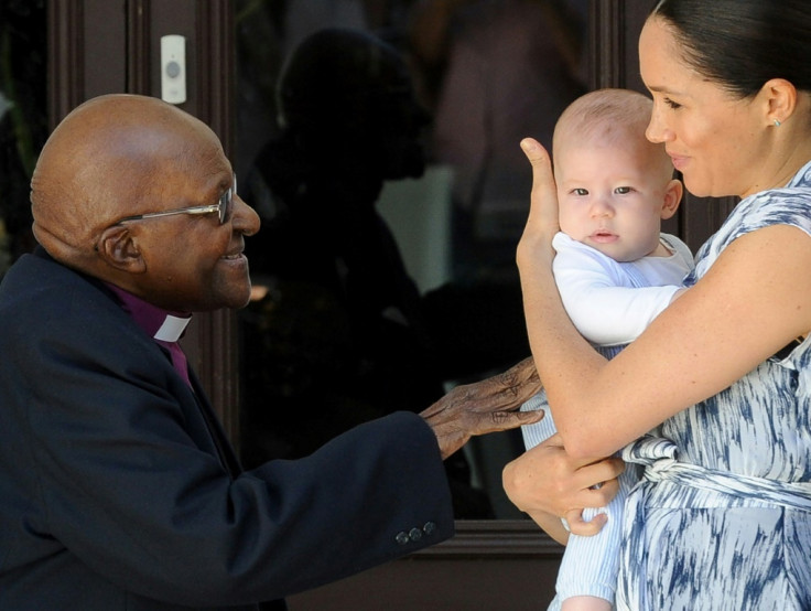 Desmond Tutu with Archie and Meghan Markle