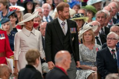 Returning royals Prince Harry and his wife Meghan attended a thanksgiving church service on Friday