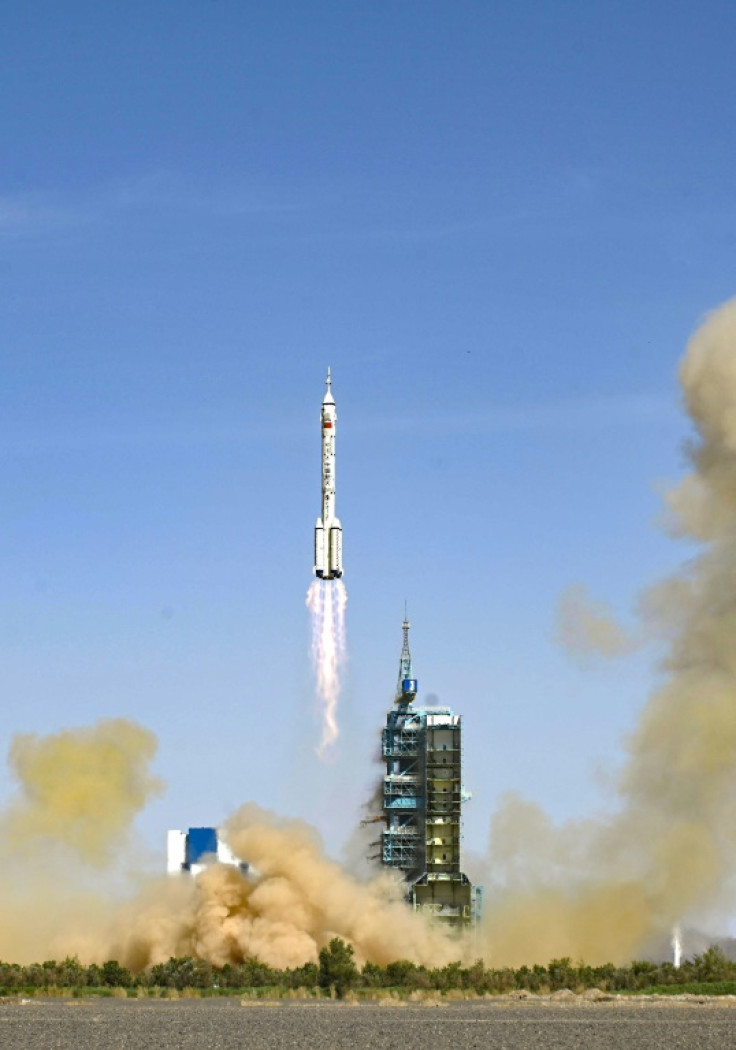 The trio carried into space by the Long March-2F rocket on Sunday will stay aboard the Tiangong space station for six months