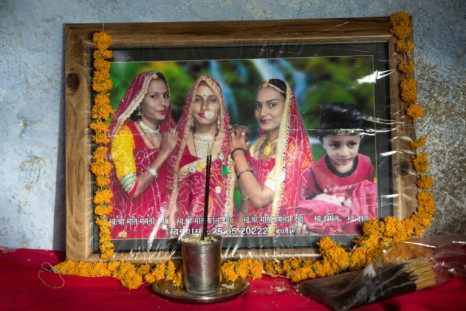 Sisters (L-R) Mamta, Kalu and Kamlesh Meena endured 'constant' abuse after being married off to three brothers