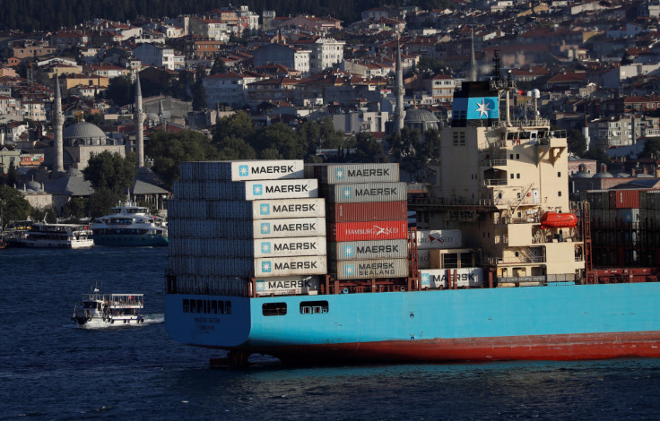 The Maersk Line container ship Maersk Batam sails in the Bosphorus, on its way to the Mediterranean Sea, in Istanbul