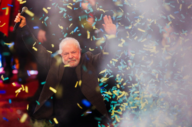 Brazil's former President Luiz Inacio Lula da Silva gestures during an event with members of political parties and social movements in Porto Alegre