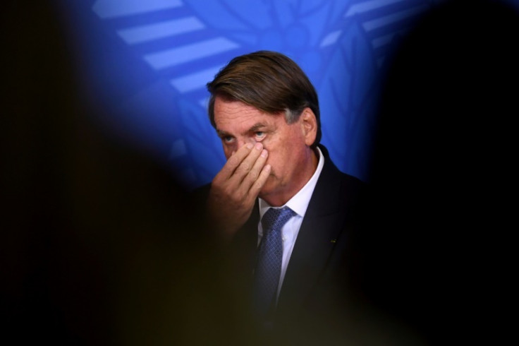 Brazilian President Jair Bolsonaro addresses an anti-abortion group in Brasilia