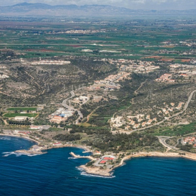 An aerial view of Britain's military Dhekelia Sovereign Base Area in eastern Cyprus, a former British colony which became independent in 1960