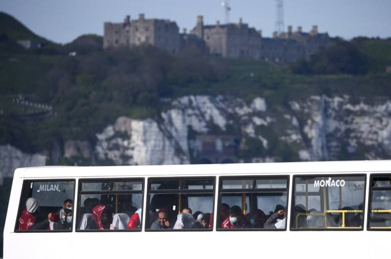 Migrants arrive into Dover Harbour after being rescued while crossing the English Channel