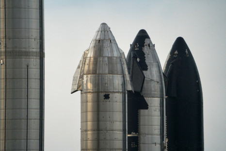 Starship prototypes are pictured at the SpaceX South Texas launch site, in Brownsville, Texas