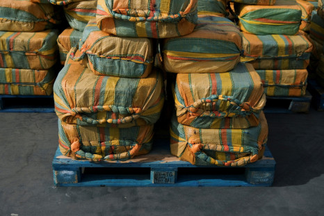 Cloth sacks of cocaine seized in the Atlantic Ocean