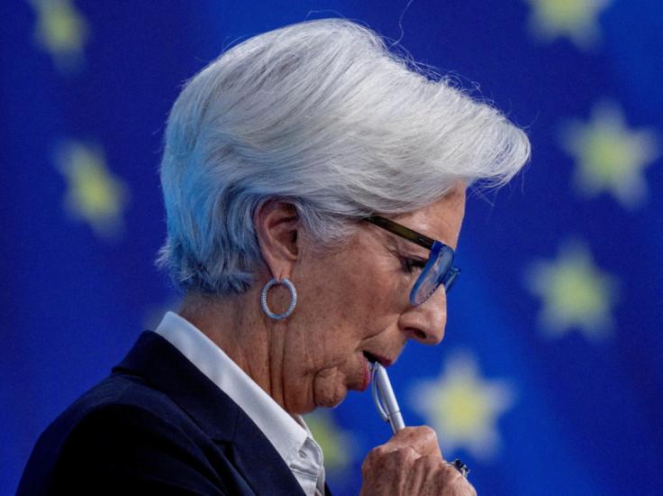 President of the European Central Bank, Christine Lagarde, attends a news conference following a meeting of the governing council in Frankfurt, Germany