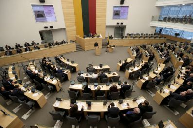 A general view of the session hall of the Lithuania's Parliament in Vilnius