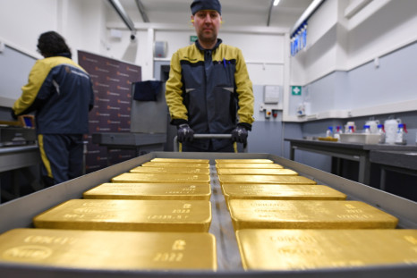Marked ingots of 99.99 percent pure gold are placed in a cart at the Krastsvetmet non-ferrous metals plant in Krasnoyarsk