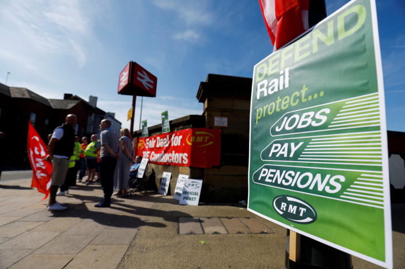 Rail workers strike outside Preston Station