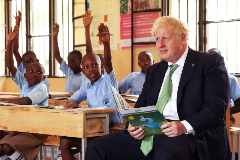 British PM Johnson visits school as heads of government from Commonwealth nations meet in the Rwandan capital Kigali