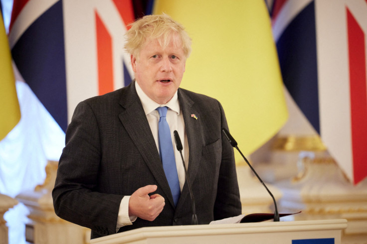 British PM Johnson and Ukraine's President Zelenskiy attend a news briefing in Kyiv