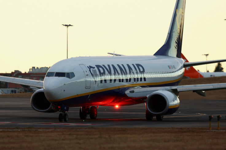 A Ryanair plane prepares to take off from Lisbon Humberto Delgado Airport