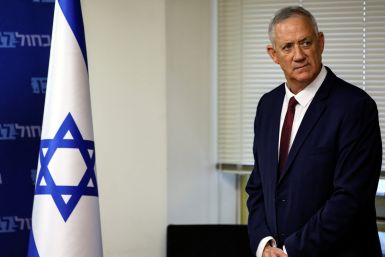 Israeli Defence Minister Benny Gantz attends his party's meeting at the Knesset, Israeli parliament in Jerusalem