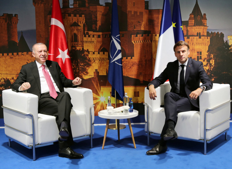 Turkish President Erdogan meets with French President Macron in Madrid