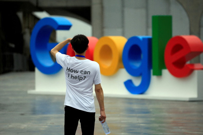 A Google sign is seen during the WAIC (World Artificial Intelligence Conference) in Shanghai