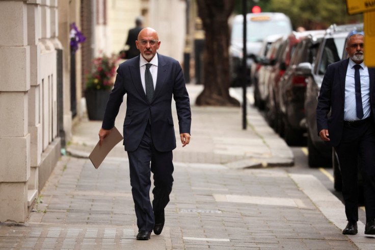 British new Chancellor of the Exchequer Nadhim Zahawi arrives for TV interviews, in London