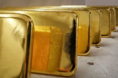 Newly casted ingots of 99.99% pure gold are stored after weighing at the Krastsvetmet non-ferrous metals plant in the Siberian city of Krasnoyarsk
