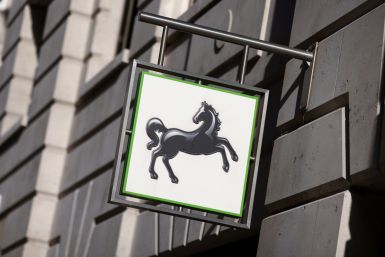 General view of signage at a branch of Lloyds bank, in London