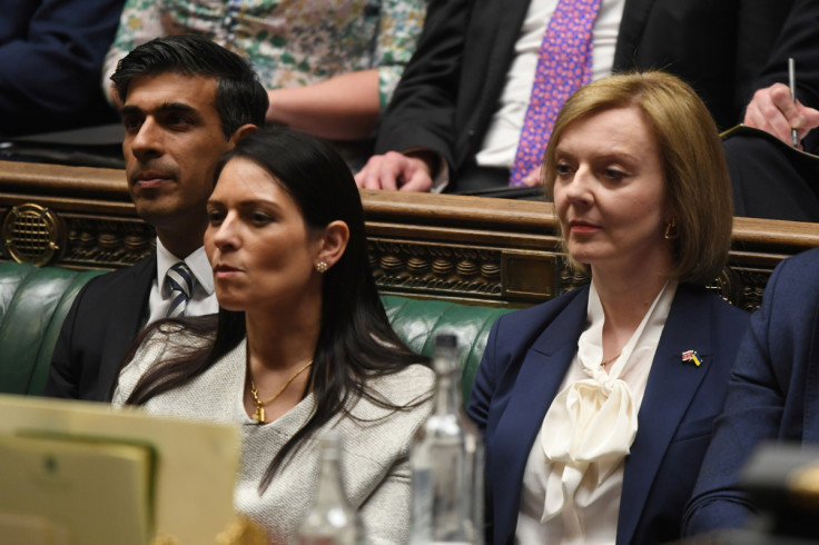 British Chancellor of the Exchequer Rishi Sunak, British Home Secretary Priti Patel and British Foreign Secretary Liz Truss attend a session at the House of Commons