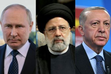 Russian President Vladimir Putin (L), Iranian President Ebrahim Raisi (C) and Turkish President Recep Tayyip Erdogan are due to meet in Tehran on Tuesday