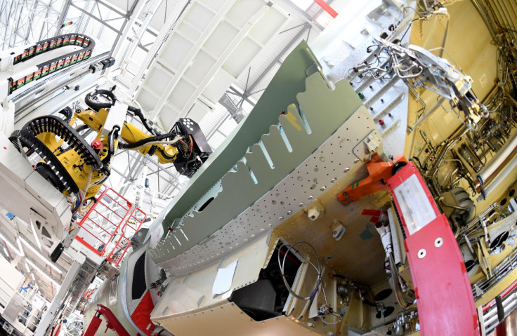 Drilling and filling robot "Luise" is seen in a new A320 production line at the Airbus plant in Hamburg