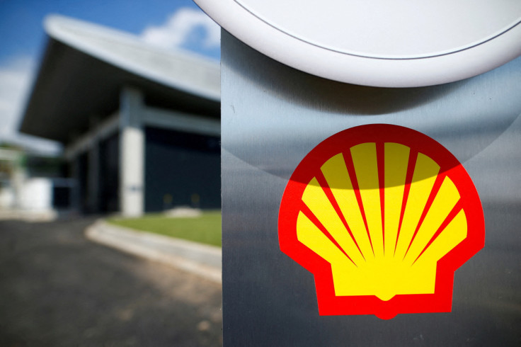 The logo of Royal Dutch Shell is pictured during a launch event for a hydrogen electrolysis plant at Shell's Rhineland refinery in Wesseling near Cologne