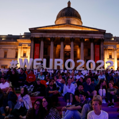 Supporters gathered in Trafalgar Square to watch England's 4-0 thrashing of Sweden on big screens