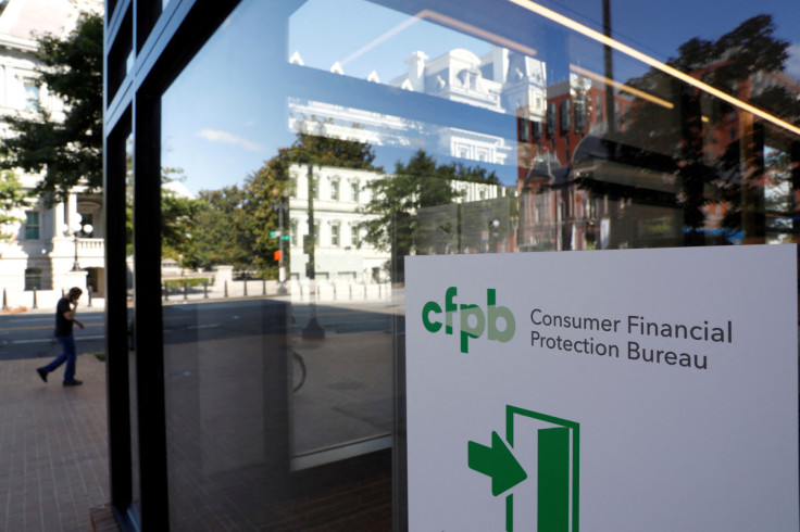 Signage is seen at the Consumer Financial Protection Bureau (CFPB) headquarters in Washington, D.C.