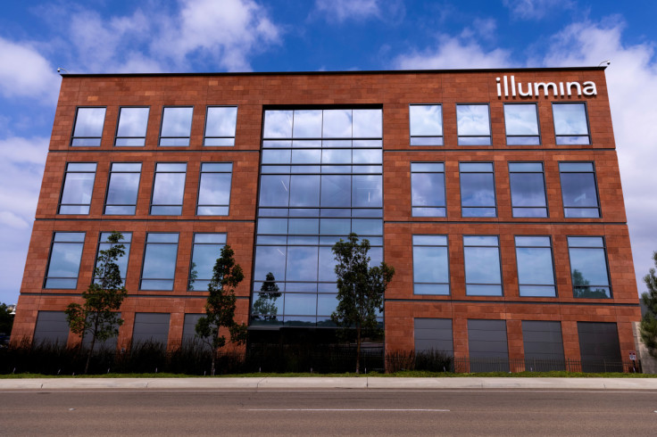A building on the campus at the world headquarters of Illumina is shown in San Diego